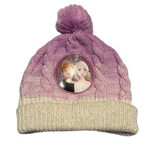Disney Beanie Frozen Girl’s Ombre Mauve & White Elsa Snow Cap Snow Skiing OS